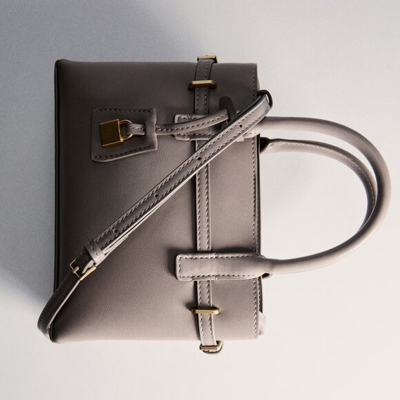 Mango Grey Mini-Shopper With Rear Padlock/NWT - Picture 7 of 16